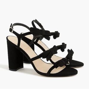 J. Crew Black Bow Strappy Heels